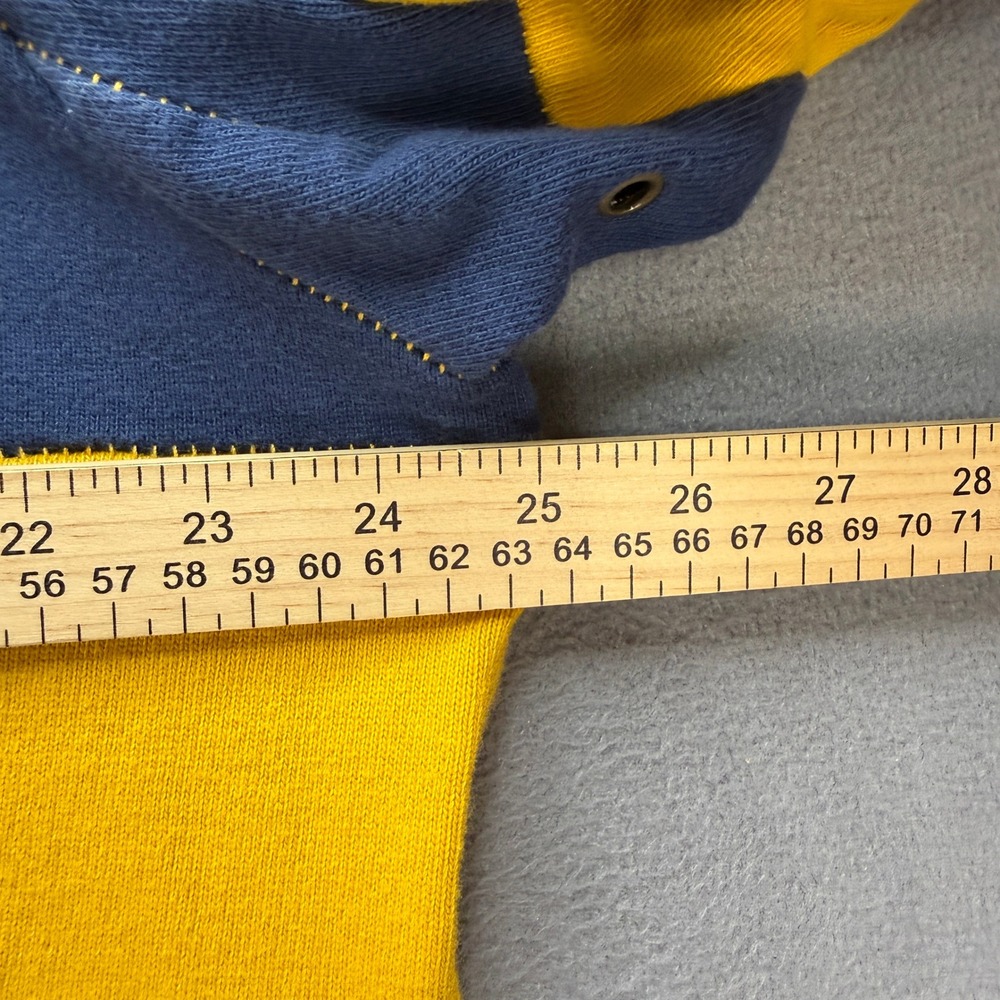 Trailer Vintage Fit Rugby Shirt Long Sleeve XXL Yellow Navy Striped Elbow Patch - Picture 5 of 11
